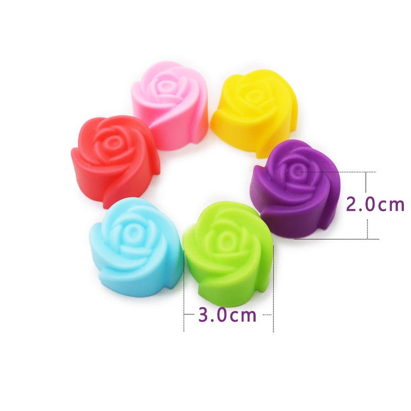 N2 Meiyouju 20 Pcs Reusable and Not Sticky Mini Flower Silicone Baking Cups,Mini Cupcake Liners,Muffin Chocolate Holders Truffle Cups, Easy Clean,Multicolor - Image 3